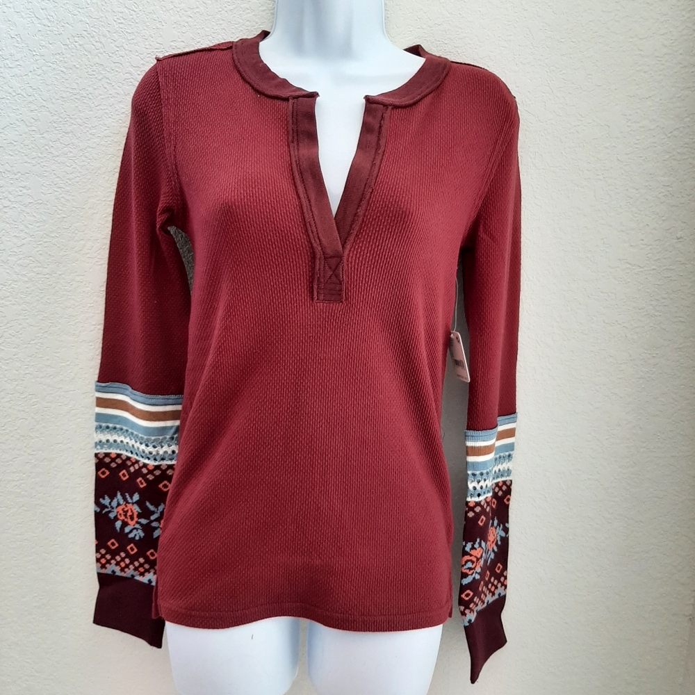 Women's, FREE People, Mikah Layering Cuff Top. Wine Combo